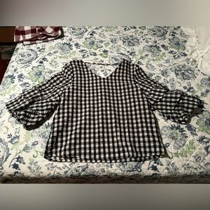 gingham black medium blouse